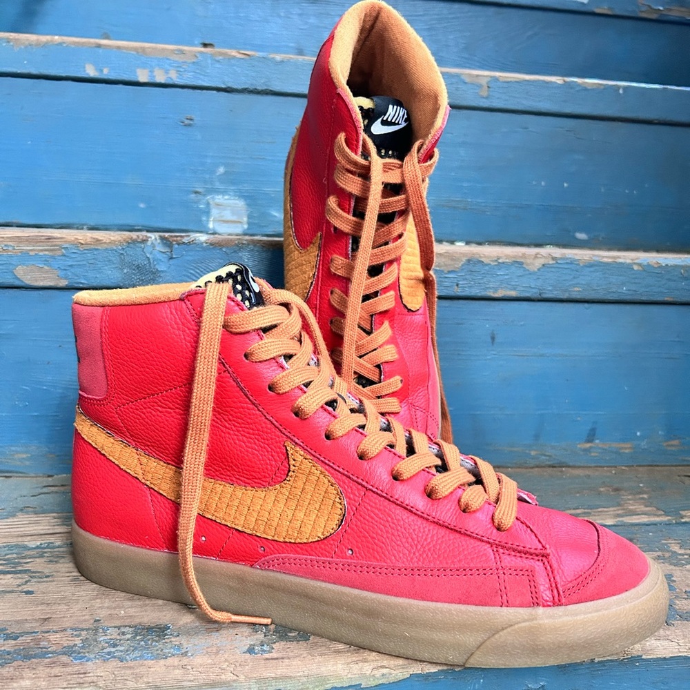 Nike ID By You Blazer Mid 77 Red Brown Sneakers Shoes DO7396-991